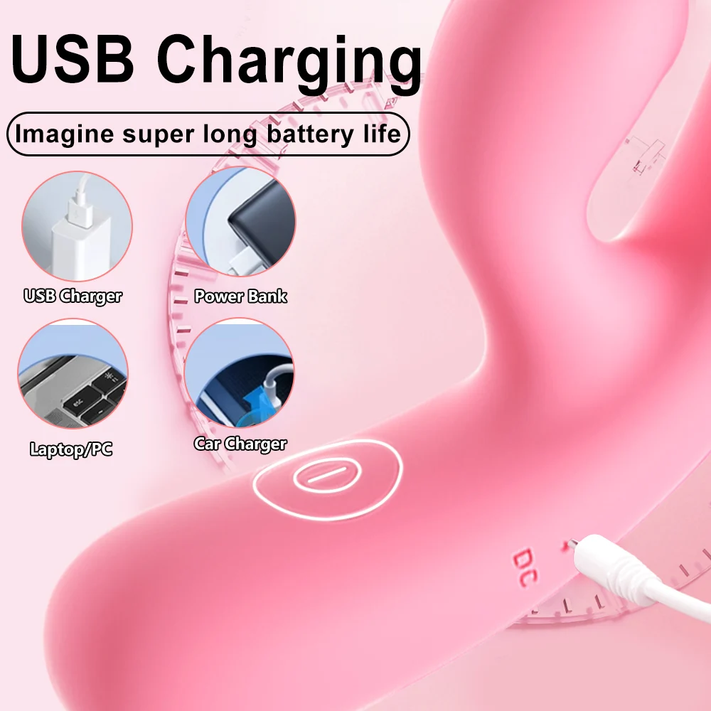Rabbit Vibrator, Female G-spot Clitoral Stimulator, Vaginal Nipple Masturbation, False Penis, Silent Adult Sex Toy for Women