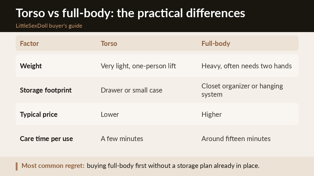 Buyer's guide basics for male torso products: material, weight, and care comparison